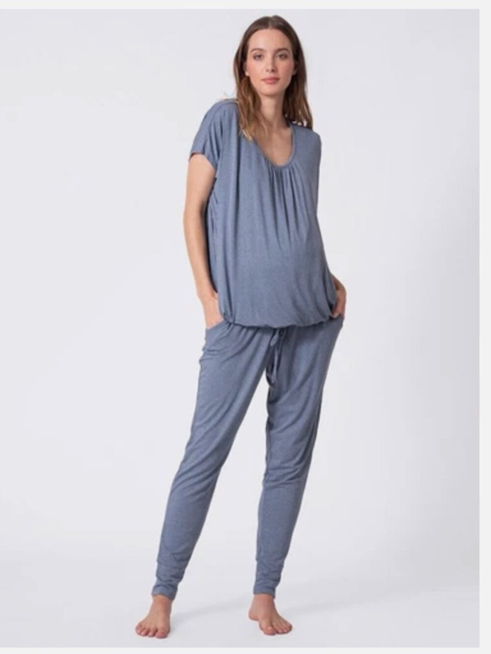 Seraphine Blue Maternity & Nursing Hospital Bag Pyjamas 2 Piece Set
